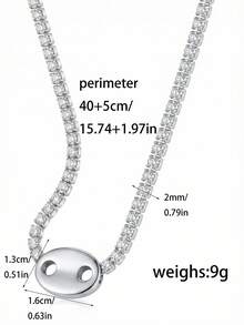 ZIRUISP Tennis Necklace With Pig Nose Pendant, Coffee Bean Chain, Inlaid Full Cubic Zirconia Crystal, Y2K Aesthetic Style, Women's Jewelry, Wedding Party Gift, Daily Wear, Valentine's Day Gift