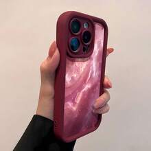 La funda para teléfono con espejo con patrón Galaxy Dreamscape también se puede usar como espejo y es compatible con  17,  16 Pro Max,  15 Pro Max,  13 y  12. Está hecha de TPU y brinda protección contra golpes y caídas. Es un regalo fantástico para familiares, amigos, regalos de otoño, novios/novias y regalos de Navidad, citas o cumpleaños. - Burdeos - Ver 4