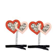 2pcs Glitter Love Hair Clips Set Valentine's Day Couple Matching Hair Barrettes - Multicolor - View 8
