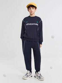 Balabala 儿童休闲两件套，男女童款，2026年春季款 - 深藍 - 查看 3