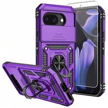 For Pixel 9a Case,With Screen Protectors And Camera Cover,[Military Grade] 16ft.Drop Tested Cover With Magnetic Kickstand Protective Case For Google Pixel 9a, Purple - 紫色的 - 查看 1