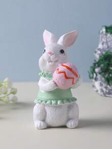 1件树脂创意复活节可爱彩蛋兔子，胡萝卜兔子摆件装饰，适用于家居装饰、节日装饰、节日礼物、节日派对用品 - 彩色 - 查看 15