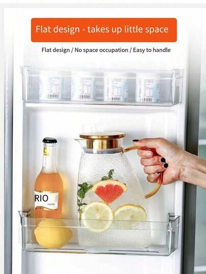 1 New Hammered Texture Refrigerator Kettle, Large Capacity Borosilicate Heat-Resistant Glass Refrigerator Side Door Cold Water Kettle For Home Use, Juice And Beverage Heat-Resistant Glass Kettle. It Is A Very Beautiful Kettle With Promotional Price Discounts. Household And Hotel Supplies