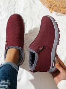 2026 New Women's Mid-Calf Boots! Women's Waterproof Ankle Boots, Low-Heeled Winter Boots, Stylish Black Winter Shoes, Warm Snow Boots, Made Of Matte Leather With A Soft Lining. These Boots Offer Excellent Warmth. They Are Perfect For Winter Outdoor Activities And Also Great For Christmas Outfits,The Top Choices For Thanksgiving And Christmas Gifts,Lively Red Look's Boots - Red - View 2