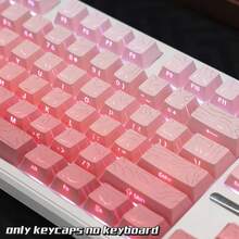 Side-Engraved Pink Keycaps | PBT Double-Shot Molding | Suitable For Aula F87 Pro / Varmilo X87 Keycap Set | Maintains Original Height, Fashionable Design, Compatible With Multiple Keyboards, Keyboard Accessories | Fashionable Keycaps | Keycaps, Keycap Set, Keyboard Keycaps, Full-Size Wireless Keyboard, Dot-Matrix Keycaps, Magnetic Keyboard, Quick-Shooting Keyboard, Mechanical Keyboard Keycaps, Computer Accessories, Gaming Accessories, Keyboard Accessories - Only Keycaps - View 3