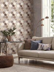 1/10 szt. samoprzylepna naklejka ścienna 3D w stylu boho, brązowe sześciokątne panele ścienne, geometryczne płytki samoprzylepne, gruba konstrukcja, wodoodporna, odporna na ciepło, do łazienki, kuchni, salonu, wystroju sypialni - Brązowy - Zobacz 2