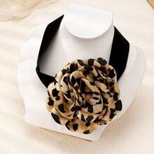 1pc Leopard Floral Choker Necklace, Vintage Chic & Edgy Style Jewelry, Suitable For Party, Daily Wear (OPP Bag Packaging) - Apricot - View 5