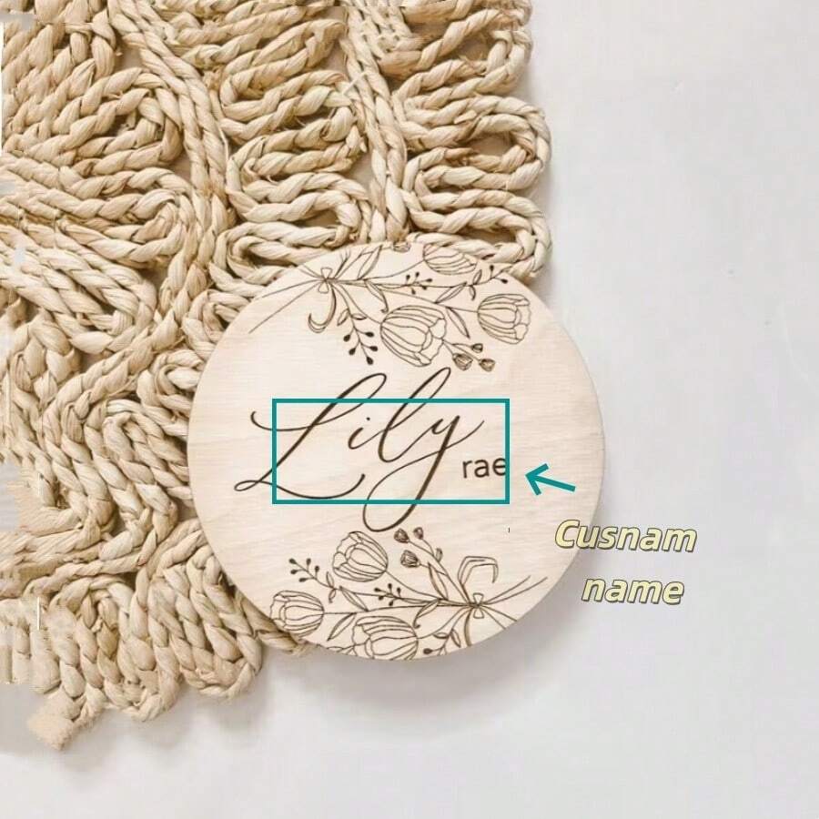 Customized Wooden Baby Name Sign, Customized Milestone Photography Props, Fashionable Wall Hanging, Elegant Rounded Font And Emphasized Font, For Newborn Announcement And Photo Shoot Props, Newborn Gift, Elegant Name Sign, Baby Room Decor, Suitable For New Parents And Teen Shower, Gift For Expectant Mothers