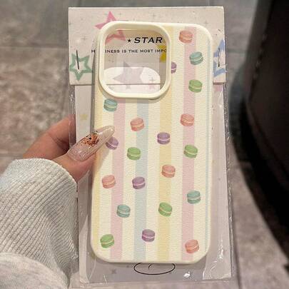 1 pieza Funda de teléfono de material TPU con diseño de rayas de color macaron fresco, compatible con iPhone 17 Pro Max/17/16 Pro Max/15/13/12/11, S20 FE/A15/S24/A55, Redmi Note 11/Note 12/Note 13 Pro, cobertura completa, protección suave anti-caídas