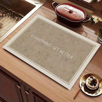 1 st blommönster asymmetrisk värmebeständig snabbdorkande underlägg, droppmatta för tevatten, droppmatta för tebord i blommig stil, absorberande diatomit halkfri matta för kök och badrum