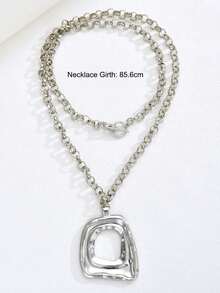 17KM 1件套简约时尚夸张银色极简主义方形链吊坠项链套装，适合女性、情侣、度假、约会、日常、派对、婚礼、情人节等场合，可作为送给女友/妈妈的礼物。 - 銀色 - 查看 7