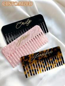 Customized Amber Hair Comb, Customized Acrylic Letter Hair Comb, Marble Hair Comb, Bridesmaid Gift, Portable Pocket Hair Comb, Bridal Gift - Multicolor - View 4