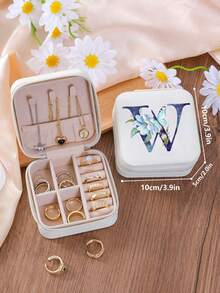 1pc Letter Jewelry Box, Leather Jewelry Travel Storage Case, Christmas Gift For Mom, Bridesmaid Personalized Gift, Valentine's Day Gift, Gift For Her, Bridesmaid Gift - Multicolor - View 106