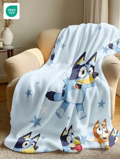  1pc Bluey Flannel Blanket - Ideal For Room Decor, Super Soft & Lightweight, Cartoon Print, Great For Home Use, Daily Use, Birthday Gift For Friends, Family Or Yourself, Cozy & Warm, Room Decor, Blanket. Note: 28*39 Inches - Very Small Size.