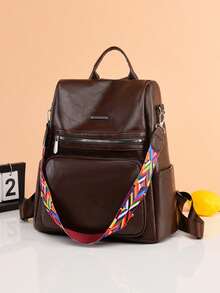 SHINYDIARY Backpack 2026 Women's Large Bag For School, Work, Travel, Synthetic Leather - Coffee Brown - View 3