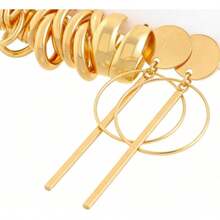 1-6pcs Vintage Punk Style Metal Women's Earring Set, Fashion Faux Pearl Enamel Hoop Earrings, Square Hollow Jewelry Set, Ideal Holiday Gift For Friends And Family, Suitable For Everyday Wear And Party Outfits - KC Gold DZ-025 - View 3