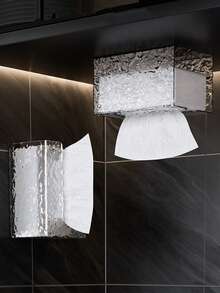 2个/1个浴室防水壁挂式纸巾盒，透明PET材质波浪纹纸巾架，适用于厨房、客厅、浴室 - 彩色 - 查看 6