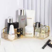 1个两层或三层转角化妆品收纳架，方形浴室台面收纳架，PET大容量化妆品储物盒，适用于化妆品、香水、护肤品、口红等。 - 彩色 - 查看 10