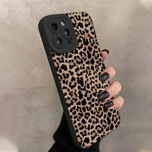 Leopard-Pattern Phone Case, Vintage Fashionable  Phone Protective Case, 1 Count All-Inclusive Shockproof Phone Cover Compatible With IPhone Series, Leopard Design Phone Case, Leopard Print Phone Case - Black - View 8