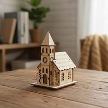 TendenciaMini Cabaña Navideña Con Luces Led 3d, Regalo De Navidad. Color Madera NaturalCalidad premium - 1 - Ver 5