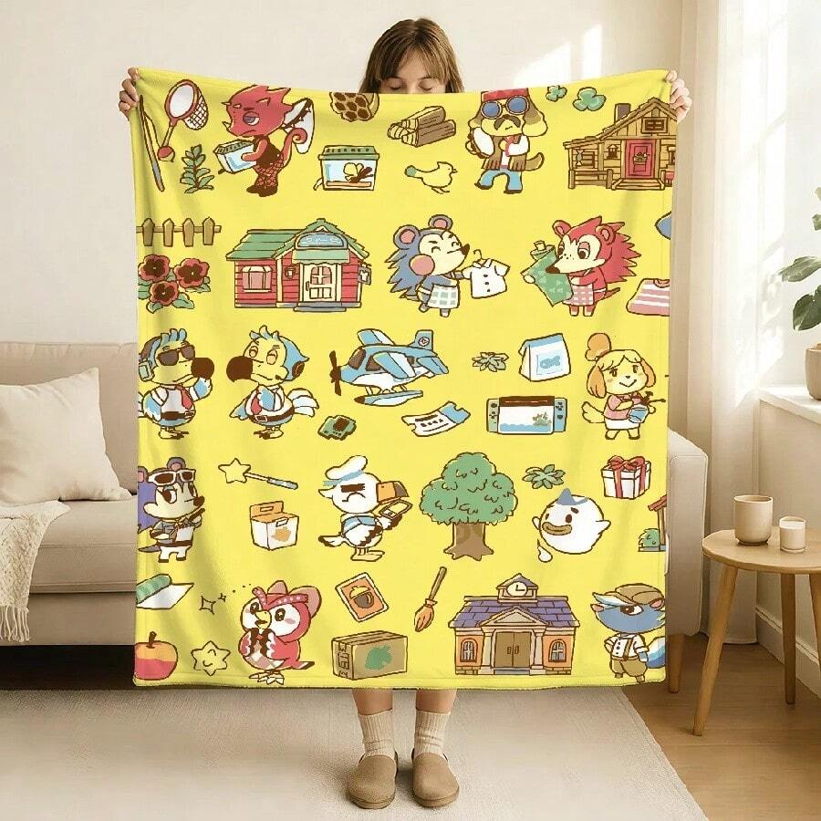 Cartoon Game A-Animal C-Crossing Blanket Soft And Skin Friendly For Couch Bed Napping Bedspread All Seasons Comforter(1).Jpg - trắng - Xem 1