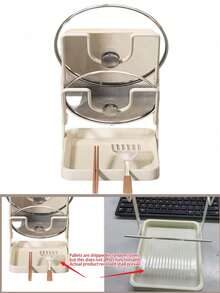 1套，厨房锅盖架，免钻孔锅盖收纳架，节省厨房空间，带沥水盘，易于清洁