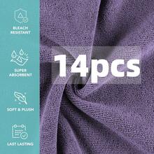 6/14条装卸妆巾，12 x 12英寸，柔软超细纤维面巾，可重复使用，适合所有肤质，温和有效清洁面部，适用于水疗、面部护理、婚礼、节日等场合，也可作为大礼赠送。 - 彩色 - 查看 18