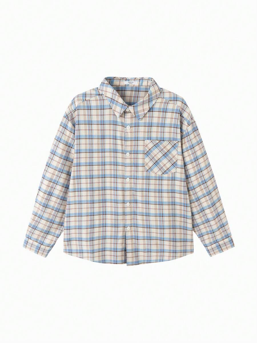 Balabala 2-26岁男女童长袖衬衫，春季款 - 藍咖色調 - 查看 1
