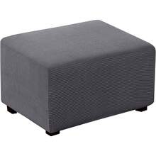 1 chiếc bọc ghế đôn hình chữ nhật họa tiết dứa kẻ caro | Tấm bảo vệ ghế đôn | Có đáy chun, chất liệu co giãn - Xám - Xem 1