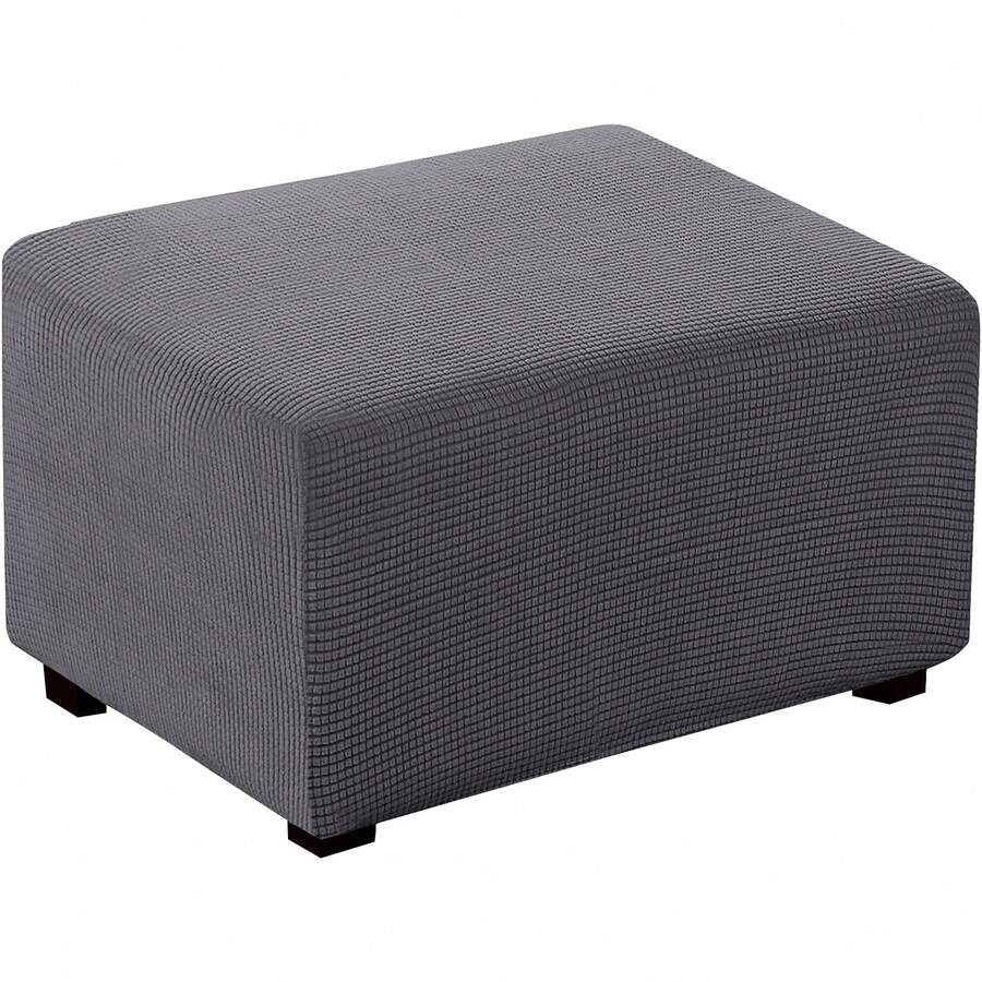 1 chiếc bọc ghế đôn hình chữ nhật họa tiết dứa kẻ caro | Tấm bảo vệ ghế đôn | Có đáy chun, chất liệu co giãn - Xám - Xem 1