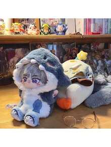 20厘米娃娃鲨鱼连帽衫套装，保暖娃娃衣服，鲨鱼连帽夹克（娃娃款式随机发送，娃娃不包含） - 彩色 - 查看 4