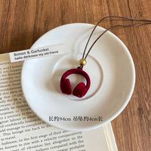 1 Piece Women's Mini Velvet Headphone Pendant Necklace, Niche Design, Unique & Versatile Sweater Chain Accessory - Multicolor - View 7