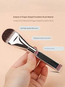 1pc New Tongue-Shaped Foundation Brush - Ultra-Thin Seamless Foundation - Flat Head Foundation Brush - Special Fan-Shaped Makeup Tool - Makeup Tool - Makeup Essential - Multicolor - View 6