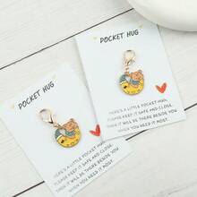 1个/2个可爱小熊月亮钥匙扣吊坠，附赠口袋拥抱贺卡，送给爱熊人士的礼物，送给朋友、同学、同事的理想礼物，情人节礼物 - 彩色 - 查看 6