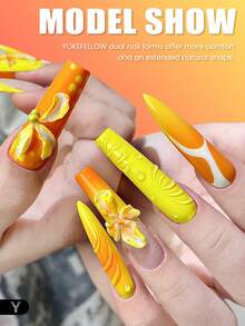 YOKEFELLOW 60/75/302片装彩色双头美甲模具，适用于延长胶，12/15种尺寸，棺材形、杏仁形、水蓝色、椭圆形、俄罗斯杏仁形，适用于DIY美甲延长，美甲用品，适合在家美甲沙龙进行美甲设计。 - 彩色 - 查看 4