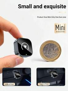 XUDA 2-In-1 Wireless CarPlay/Android Auto Mini Adapter - 2.4-5.0 GHz WiFi 5 Carplay Converter, Wired To Wireless, Fast Auto-Connect, No Delay, Compact Design, Compatible With IPhone & Android, With USB/USB-C Port, No Battery - A - View 4