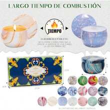 Velas Aromáticas, Juego de 16 Velas Perfumadas Relajantes, Cera de Soja 100% Pura(Por Lata 2.5 Onzas), Regalos para Mujer, Velas Aromaterapia, Alivio del Estrés, para Yoga,Navidad,Día de San Valentín(default) - Multicolor - Ver 6