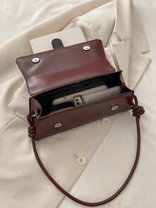 新款时尚金属装饰手提单肩包，适合派对、郊游、度假、购物和日常使用，可存放硬币、手机，也适合作为办公室女士、大学生和职业女性的工作包，优雅女士包。 - 紅色 - 查看 6