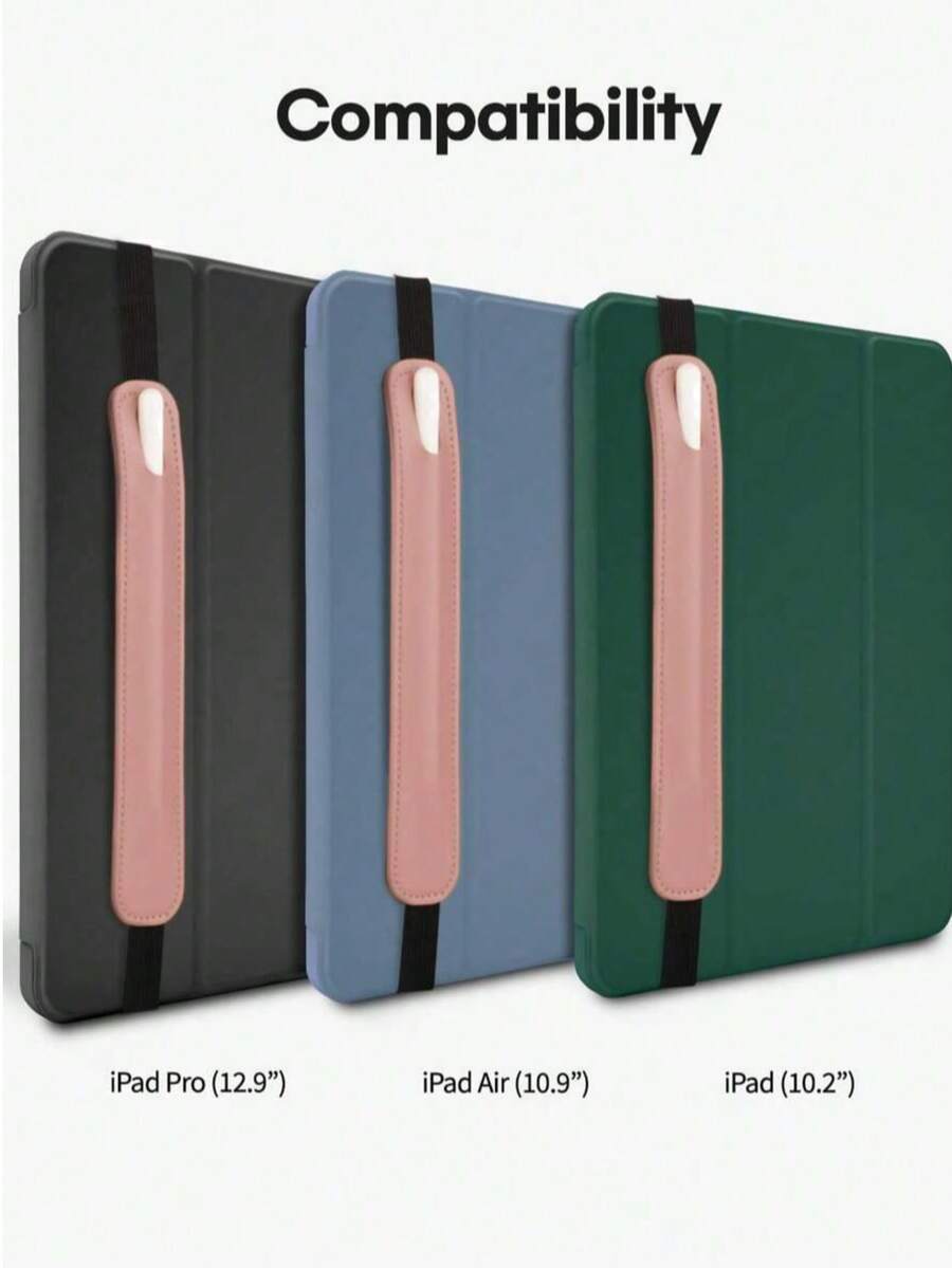 适用于 Apple Pencil 保护套（第一代和第二代）的笔套，PU 皮革材质，配有弹性绑带，适用于所有平板电脑，包括 iPad Pro 12.9 英寸、11 英寸和 iPad Air 4。 - 粉色 - 查看 1