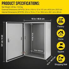 Caja Eléctrica Exterior Impermeable con Tapa Cerrable, Gabinete de Potencia Resistente para Jardín, Patio y Piscina - 24*16*12 - Ver 2