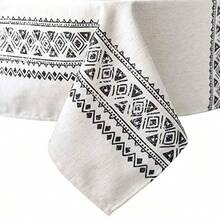 テーブルクロス リネンテーブルクロス装飾132x178cm長方形幾何学的柄 色あせない 洗えるキッチンテーブルクロス - 写真の通り - チェックする 5