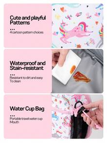 1个彩色卡通印花保温午餐包，大容量，便携式保冷手提袋，带肩带，适合工作和户外活动，保温午餐盒 - 彩色 - 查看 8