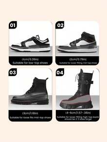 1 Pair Unisex Non-Slip, Non-Sagging Height Increasing Insoles, Suitable For Elegant Women's Shoes, Boots, Mid-Top Shoes And Other Footwear Accessories - Black - 1cm - View 7