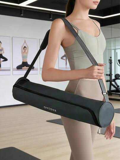 1 件通用防水涤纶瑜伽垫袋，轻便，存储空间小于 10 升，适合日常生活，耐用拉链运动垫套，配有可调节肩带