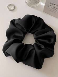 1pc Black Solid Color Fashion Hair Scrunchie, For Hair Decoration, Casual Hair Tie, Ponytail Holder, Hair Tie, Hair Rope, Elastic Hair Band, Hair Scrunchie, Hair Accessory ,Hair Elastics ,Hair Rubber Bands - Multicolor - View 3