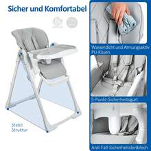 Kinderhochstuhl Klappbar Babystuhl Kinderstuhl Babyhochstuhl Ab Geburt Mit Tisch - Light Grey - View 5