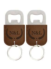 Customized Leather Keychain, Leather Bottle Opener Keyring 2-In-1, Engraved Name Car Key Chain Bag Charm, Wedding Party Favors, Birthday Gift - Coffee Brown - View 27