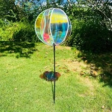 1pc Colorful Transparent Windmill Ball, Rotating Iridescent Film, Suitable For Outdoor Yard, Garden Decor, Wedding, Birthday, Party Decoration, DIY Outdoor Ornament - Transparent Spherical Windmill - View 5