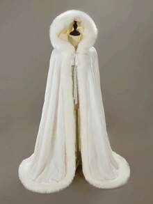 1pc White Women's, Wedding Shawl, Bridesmaid Shawl, Warm Shawl, Open Collar Fur Shawl, Winter Faux Fur Bowknot, Bridal Gown Wrap, Suitable Wedding, Banquet, Formal Party, Evening Event - trắng - Xem 7