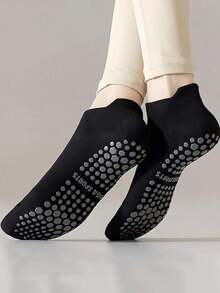 4 Pairs Women Yoga Socks With Non-Slip Grip, Suitable Pilates, Ballet, Dance, Barefoot Exercises, Toeless Non-Slip Socks, Elastic Sports Socks ISOZ - Black - View 7